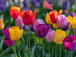 ai generado belleza tulipán flor vibrante vistoso flora ai generativo foto