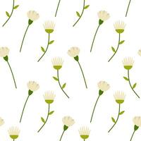 Seamless floral spring flowers white. Vector illustration. For your design, wrapping paper, fabric.