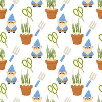 Seamless pattern gardening, inventory, planting. Vector illustration. For your design, wrapping paper, fabric.