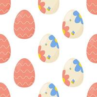 Seamless pattern easter eggs with flowers. Vector illustration. For your design, wrapping paper, fabric.