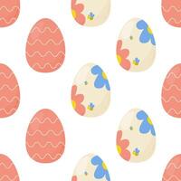 Seamless pattern easter eggs with flowers. Vector illustration. For your design, wrapping paper, fabric.