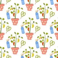 Seamless pattern gardening, inventory, planting. Vector illustration. For your design, wrapping paper, fabric.