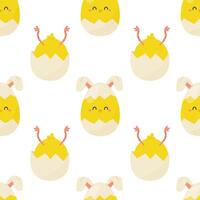 Seamless pattern easter eggs with chick shape. Vector illustration. For your design, wrapping paper, fabric.