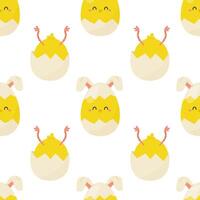 Seamless pattern easter eggs with chick shape. Vector illustration. For your design, wrapping paper, fabric.