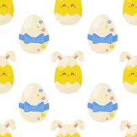 Seamless pattern easter eggs with chick shape. Vector illustration. For your design, wrapping paper, fabric.