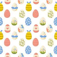 Seamless pattern easter eggs with different textures. Vector illustration. For your design, wrapping paper, fabric.