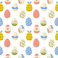 Seamless pattern easter eggs with different textures. Vector illustration. For your design, wrapping paper, fabric.