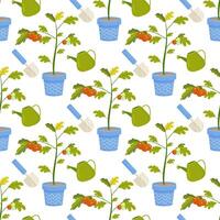 Seamless pattern gardening, inventory, planting. Vector illustration. For your design, wrapping paper, fabric.