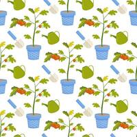 Seamless pattern gardening, inventory, planting. Vector illustration. For your design, wrapping paper, fabric.