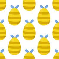 Seamless pattern easter eggs with different textures. Vector illustration bee. For your design, wrapping paper, fabric.