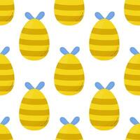 Seamless pattern easter eggs with different textures. Vector illustration bee. For your design, wrapping paper, fabric.