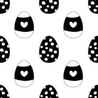 Seamless pattern easter eggs black and white, silhouette. Vector illustration. For your design, wrapping paper, fabric.