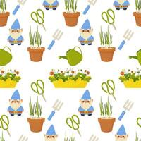Seamless pattern gardening, inventory, planting. Vector illustration. For your design, wrapping paper, fabric.