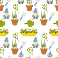 Seamless pattern gardening, inventory, planting. Vector illustration. For your design, wrapping paper, fabric.