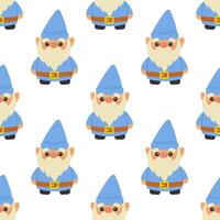 Seamless pattern garden gnome in blue. Vector illustration. For your design, wrapping paper, fabric.