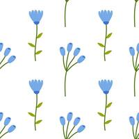 Seamless floral spring flowers blue.Vector illustration. For your design, wrapping paper, fabric. vector