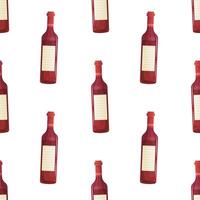 Seamless pattern, wine bottle, red bard, vector. For wrapping paper, fabric, background vector