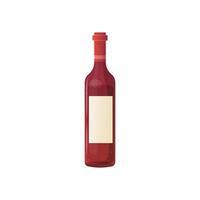 Red bard wine bottle with empty label. vector illustration on white background