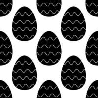 Seamless pattern easter eggs black and white, silhouette. Vector illustration. For your design, wrapping paper, fabric.