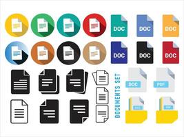 Document icon. Collection of vector symbol on white background. Vector illustration.