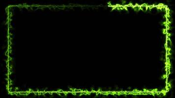 Rectangle, frame of energy, neon, smoke. green rectangle on a black background. video