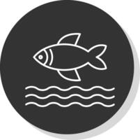 pescado línea gris icono vector
