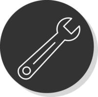 llave inglesa línea gris icono vector