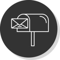 correo caja línea gris icono vector