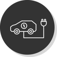 eléctrico coche línea gris icono vector