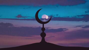 le Islam symbole contre le Contexte de le temps de lune laps video