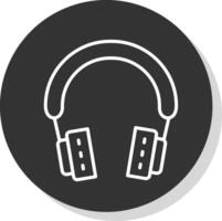 auriculares línea gris icono vector