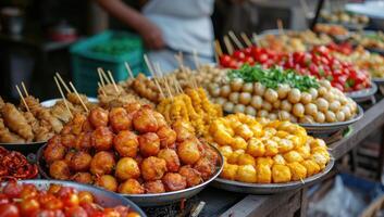 AI generated Colorful Fried Street Food photo