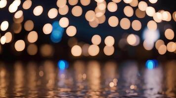 ai genererad en Foto fångande en klunga av färgrik jul bokeh lampor med snö faller sömlöst i de bakgrund, jul bokeh lampor bakgrund med sömlös snöar, ai genererad video