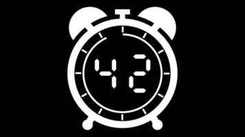 Animated alarm clock 45 second countdown timer digital from 45 to 0 seconds on black background video