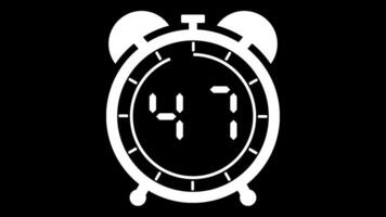 Animé alarme l'horloge 50 seconde compte à rebours minuteur numérique de 50 à 0 secondes sur noir Contexte video