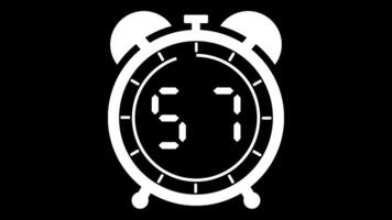 Animé alarme l'horloge 60 seconde compte à rebours minuteur numérique de 60 à 0 secondes sur noir Contexte video