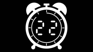 Animé alarme l'horloge 25 seconde compte à rebours minuteur numérique de 25 à 0 secondes sur noir Contexte video