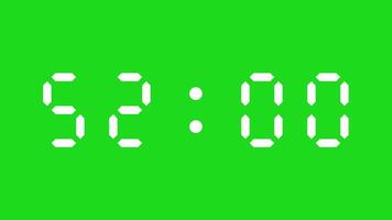 55 second countdown timer digital on green screen video