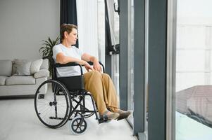 Senior woman on a wheelchair photo