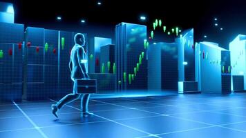 Digital Human Walking in Virtual Financial Market video