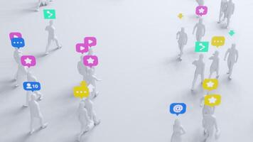 Monochrome Figures with Colorful Social Media Notifications video