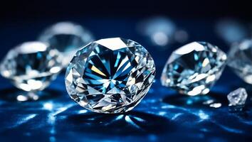 AI generated Beautiful diamonds close up on a dark background photo