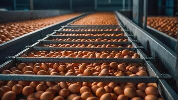 AI generated Fresh eggs at the factory photo