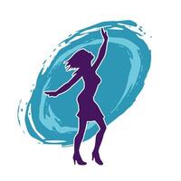 Silhouette of a female dancer in action pose. Silhouette of a woman dancing happily. vector