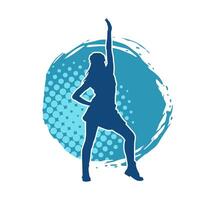 Silhouette of a female dancer in action pose. Silhouette of a slim woman in dancing pose. vector