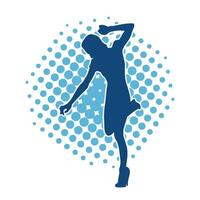 Silhouette of a female dancer in action pose. Silhouette of a slim woman in dancing pose. vector