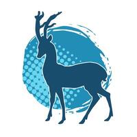 Silhouette of a deer wild forest animal with antlers. vector