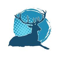 Silhouette of a deer wild forest animal with antlers. vector