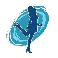 Silhouette of a female dancer in action pose. Silhouette of a slim woman in dancing pose. vector