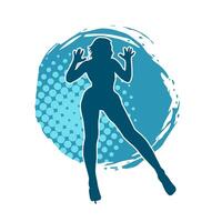 Silhouette of a female dancer in action pose. Silhouette of a slim woman in dancing pose. vector